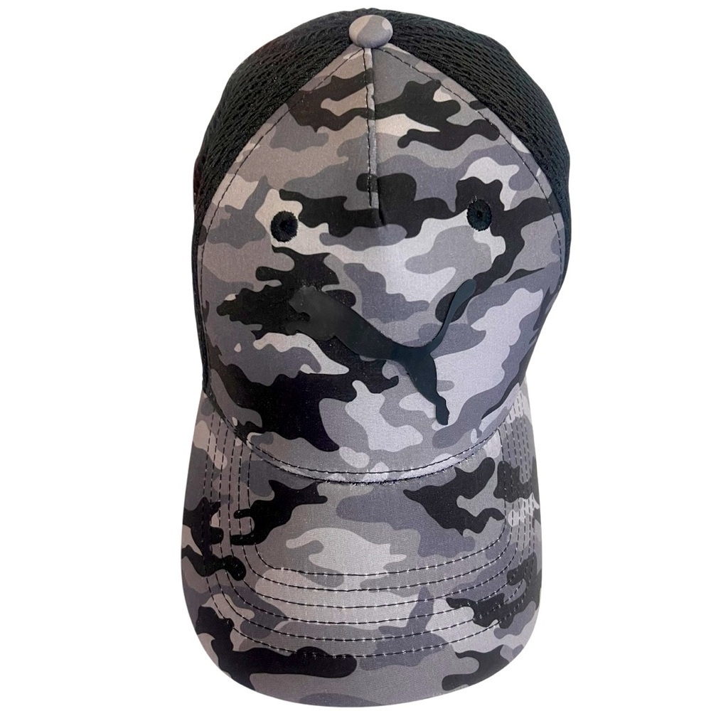 NWT PUMA Black Camo black and grey adjustable SnapBack Hat
